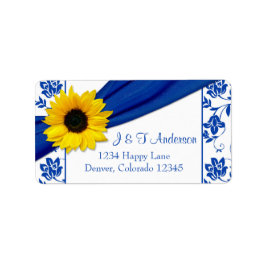 Etiqueta Girasol Azul Real Damasco Dirección de Regreso de 