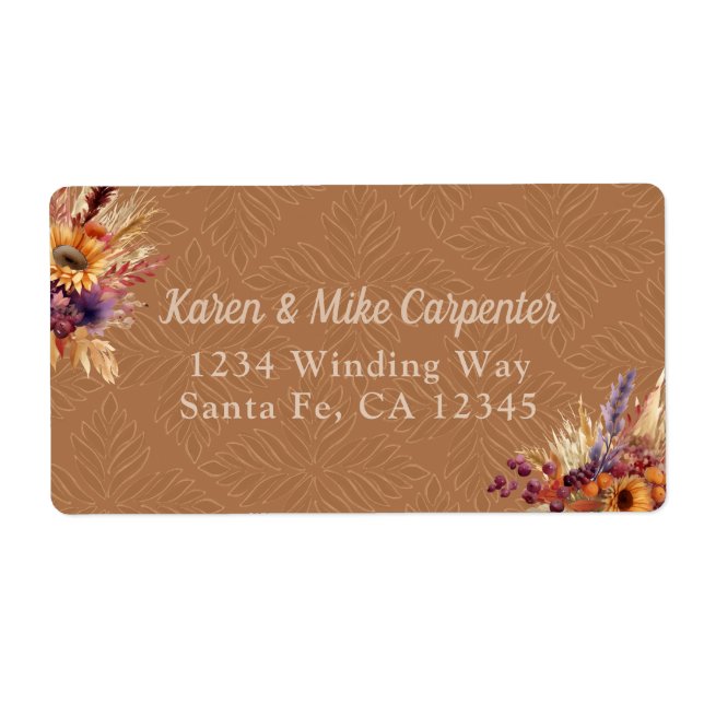 Etiqueta Girasol de Terracota Bohemio (Frente)