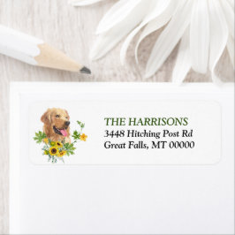 Etiqueta Girasol Eucalipto Perro Retriever Dorado