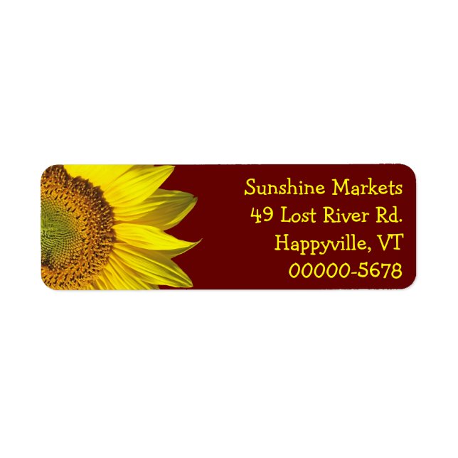 Etiqueta Girasol Rojo Oscuro Dirección de Devolución Delgad (Frente)