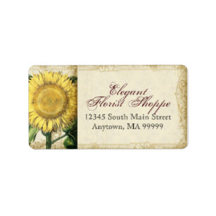 Etiqueta Girasoles florales del vintage - boda de la caída 