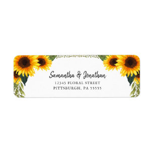 Etiqueta Girasoles rusos Estilo manuscrito
