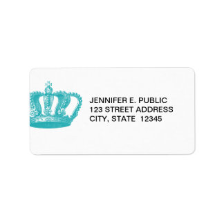 Etiqueta Girly Aqua Blue Vintage Crown