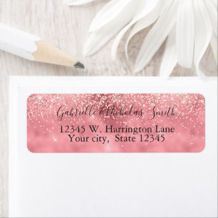 Etiqueta Girly Glam Bonito Purpurina rosa Glitz