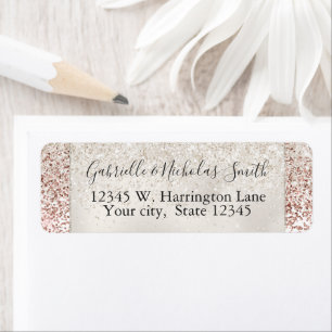 Etiqueta Girly Glam Elegant Purpurina Blanco Rosa Glitz