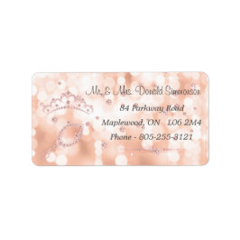 Etiqueta Girly Rubor Rosa Diamond Rosa Gold Return Address
