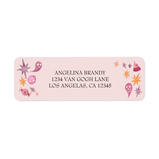 Etiqueta Girly Spooky One First Birthday Fiesta (Frente)