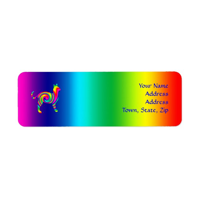 Etiqueta Giro arcoiris en forma de gato (Frente)