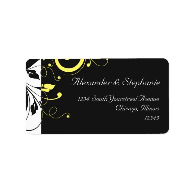 Etiqueta Giro inverso negro y amarillo (Frente)