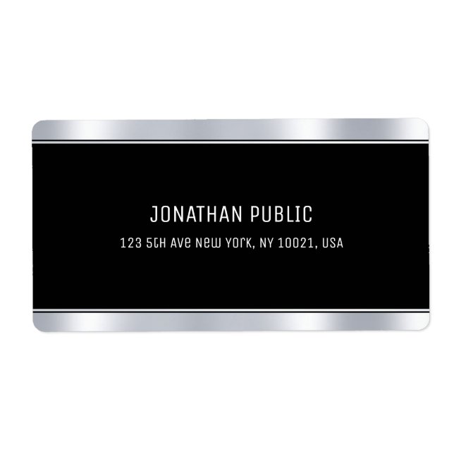 Etiqueta Glam Black Silver Elegant Template Navegación mode (Frente)