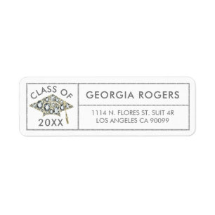 Etiqueta Glam Faux Diamonds Grad Gorra