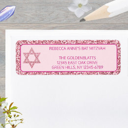 Etiqueta Glam Pink Elegant Star De David Bat Mitzvah