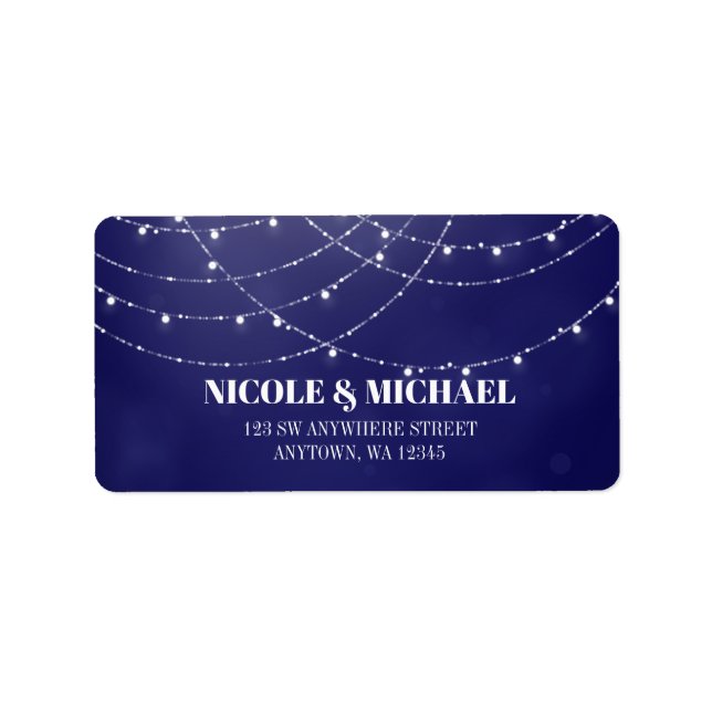 Etiqueta Glam White Fairy Lights Blue (Frente)