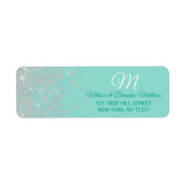 Etiqueta Glam White Purpurina Sparkles Dirección Verde azul
