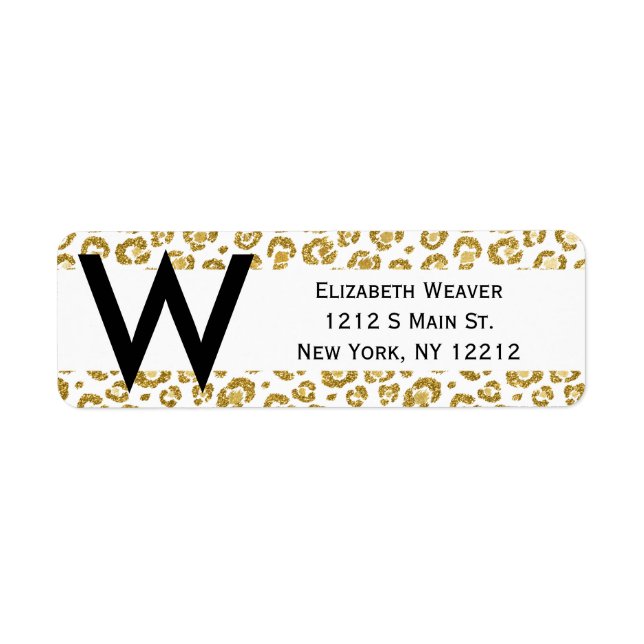 Etiqueta Glamoroso Faux Sparkly Gold Leopard (Frente)