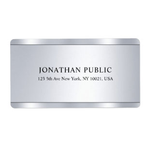 Etiqueta Glamour Faux Silver Modern Elegant Template