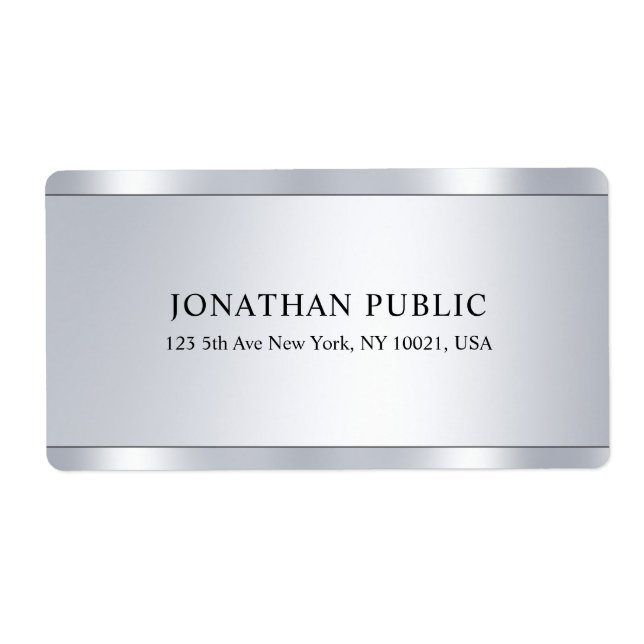 Etiqueta Glamour Faux Silver Modern Elegant Template (Frente)