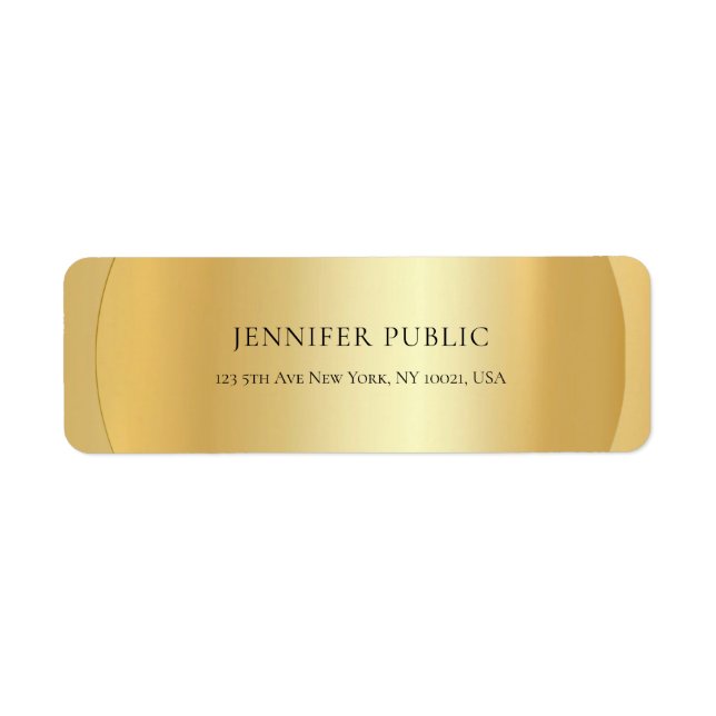 Etiqueta Glamour moderno Faux Gold Elegance dirección de re (Frente)
