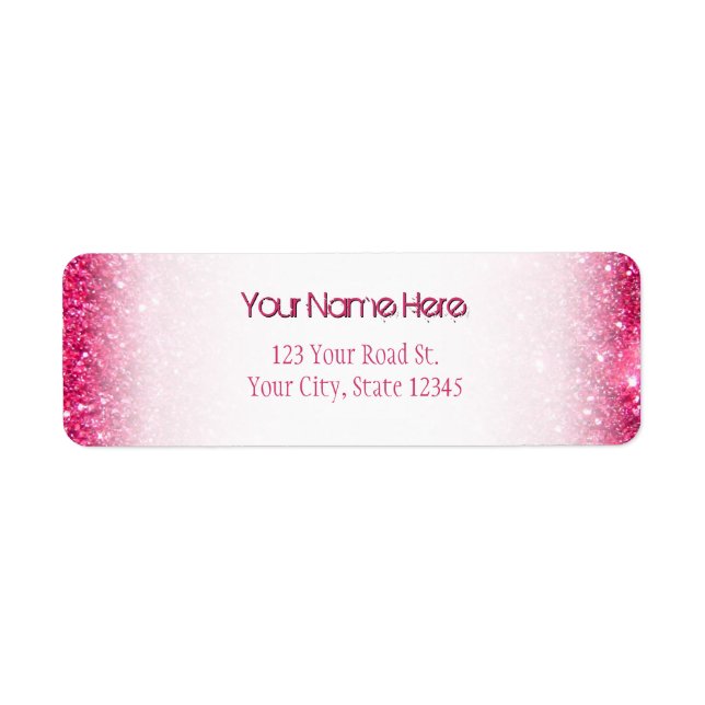 Etiqueta Glamour Purpurina rosa caliente (Frente)