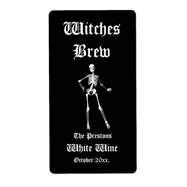 Etiqueta Glamourous Skeletons Wites Brew Wine Label (Frente)