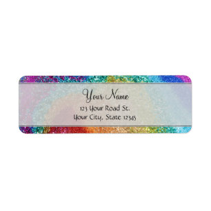 Etiqueta Gleaming Rainbow Glitter Swirl