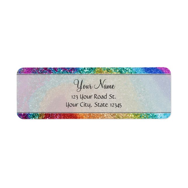 Etiqueta Gleaming Rainbow Glitter Swirl (Frente)