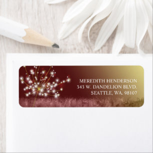 Etiqueta Glittering Fall Dandelion Elegant Address