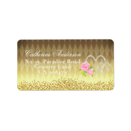 Etiqueta Glittering Hearts Floral Gold
