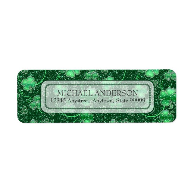 Etiqueta Glittering Shamrock and Swirls ID289 (Frente)