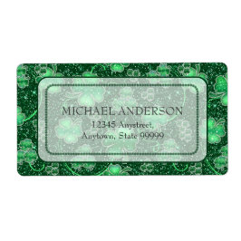 Etiqueta Glittering Shamrock and Swirls ID289