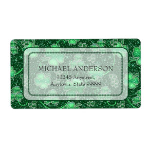 Etiqueta Glittering Shamrock and Swirls ID289