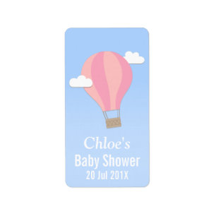 Etiqueta Globo de aire caliente, Baby Shower Chica