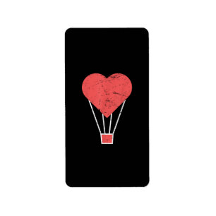 Etiqueta Globo de aire caliente Heart Cute