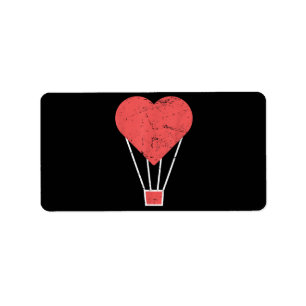 Etiqueta Globo de aire caliente Heart Cute