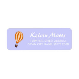 Etiqueta globo de aire caliente naranja en azul