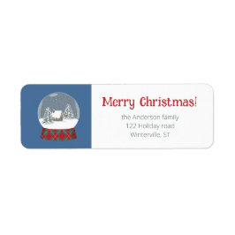 Etiqueta Globo de nieve con casa pequeña -