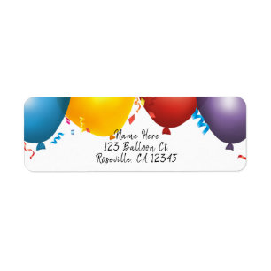 Etiqueta Globos de Colores y Fiesta de Cumpleaños con Confe