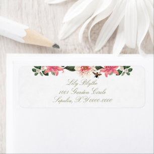 Etiqueta Gloryful Garden Pink Lily Return Address Label