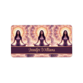 Etiqueta Glowing Mandala Meditation Woman Custom Name      
