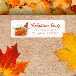 Etiqueta Gnome de otoño con calabaza