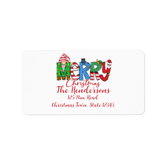 Etiqueta Gnome, Feliz Navidad, (Frente)