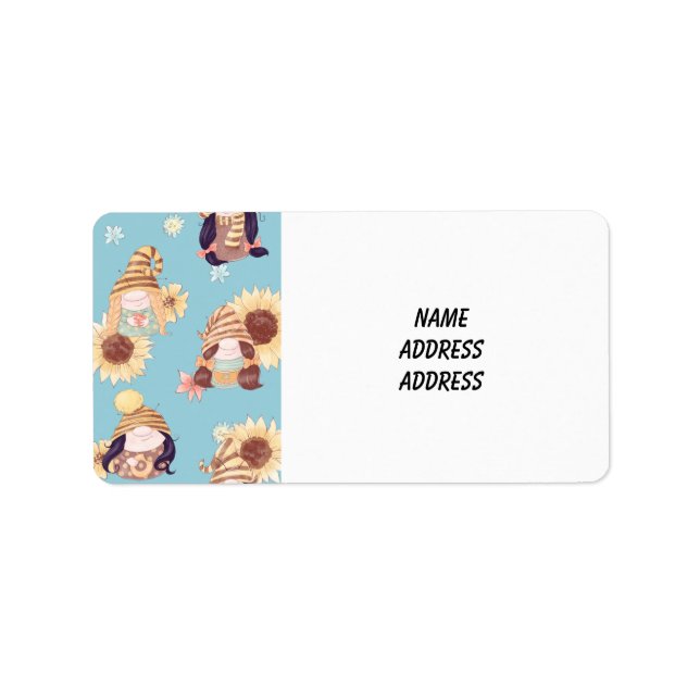 Etiqueta Gnome Ladies Y Sunflowers (Frente)