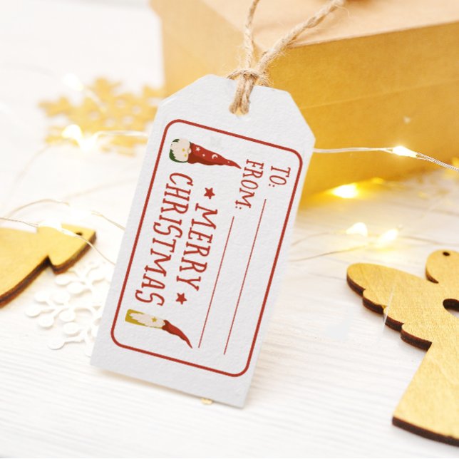 Etiqueta Gnomes Merry Christmas Gift (Gnomes Merry Christmas Gift tag)