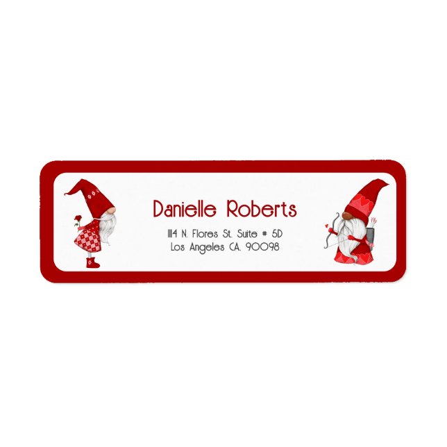 Etiqueta gnomo chica y gnomo cupido (Frente)