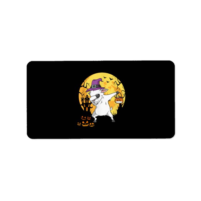 Etiqueta Goat Dabbing Witch Pumpkin Funny Dog Halloween (Frente)