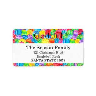 Etiqueta God Jul handpainted watercolor label