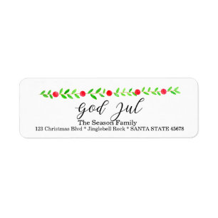 Etiqueta God Jul, watercolor Christmas banner
