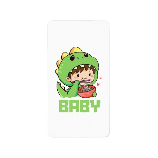 Etiqueta godzilla de bebé (Frente)