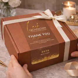 Etiqueta Gold & Brown Lash Tech Seal Label | Luxury Beauty 