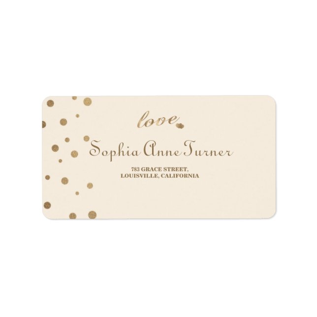 Etiqueta Gold Confetti Love Champagne Boda (Frente)